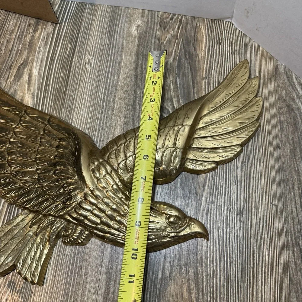 Patriotic Brass Eagle Swooping‎ Wall Hanging Plaque Mid Century 16